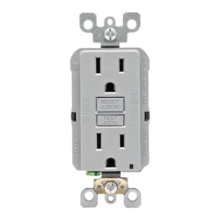 Leviton Leviton SmartlockPro 15 amps 125 V Gray GFCI Outlet 5-15R 1 pk GFNT1-KGY